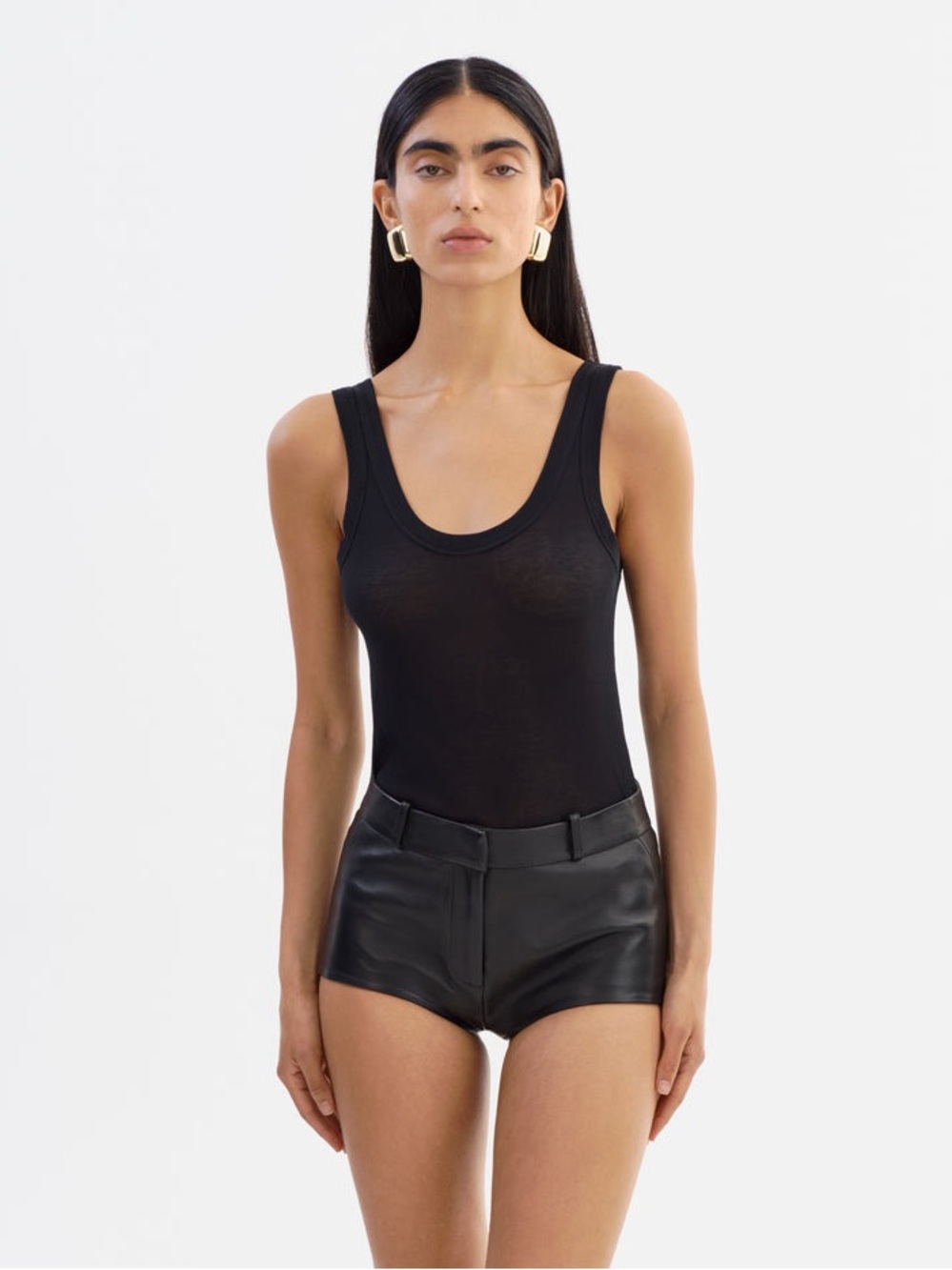 LAMARQUE Annaise Hot Shorts in Black Lamb Leather - XXL